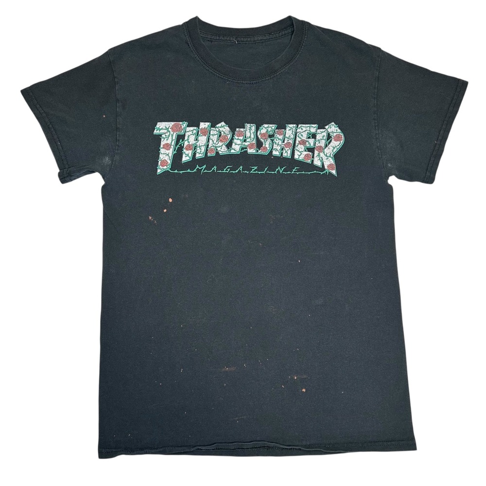 Thrasher Magazine Roses Graphic T Shirt Black Womens Size Small